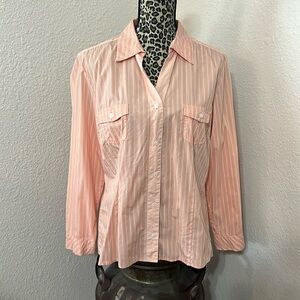 Chico’s Peach & White Button Up- Size 2
